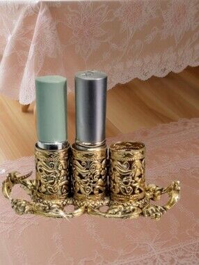 Gold Plated Vintage Vanity Makeup Holder Stamped Stylebuilt